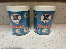 Ihop NFL Football Cups Plastic NFC Lot of 2 Vintage Thermo Serv 4"-Super Shape!!