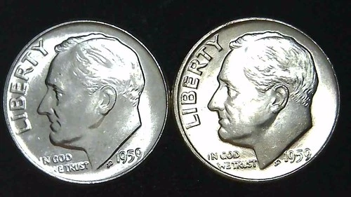 1959-P D  10C Roosevelt Dime (2  Coins) BU 90% Silver 26ctt0106-6