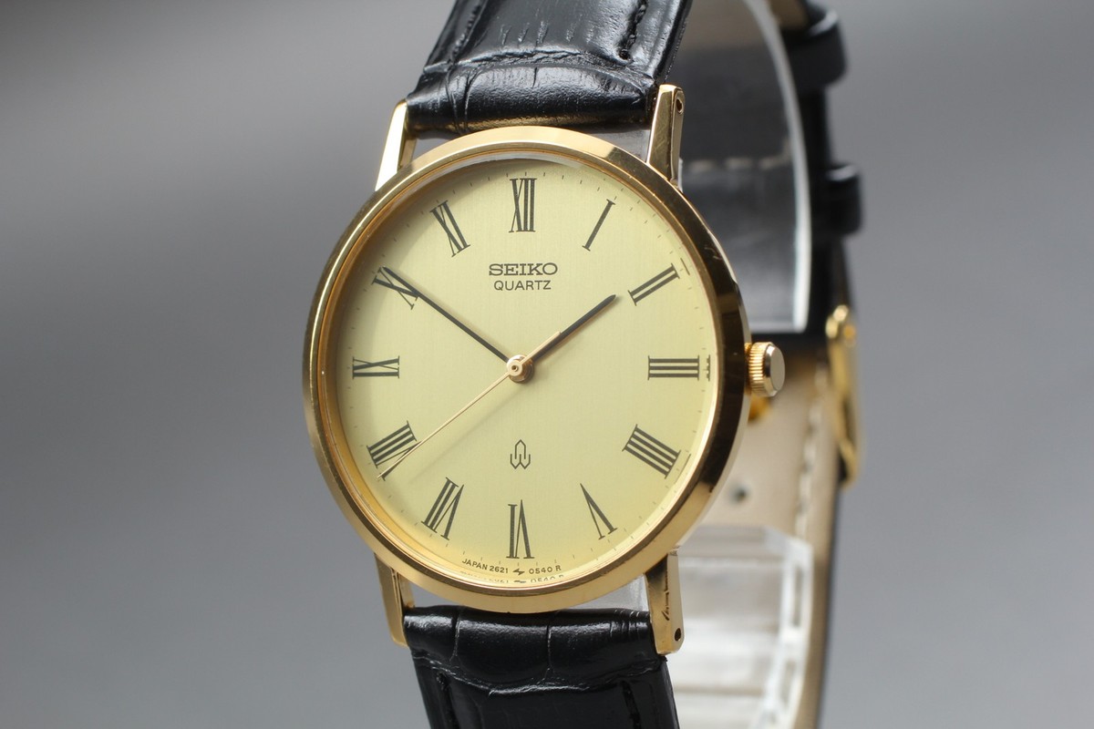Vintage 1980 N MINT SEIKO Chariot 2621-0140 Gold Roman Dress