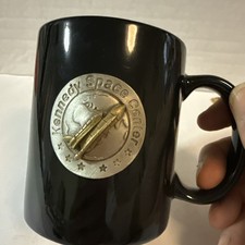 NASA Kennedy Space Center Shuttle Black 14 oz Ceramic Coffee Mug 3D Medallion