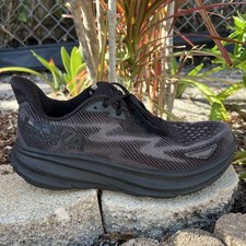 HOKA One One Clifton 9 Cushioned Road Running Shoes Triple Black Men s US 9.5