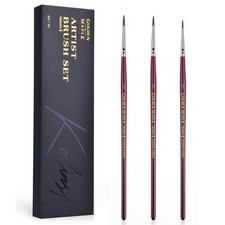 Golden Maple Kolinsky Sable 3PC Fine Detail Brush Set 3/0 4/0 5/0 Miniatures