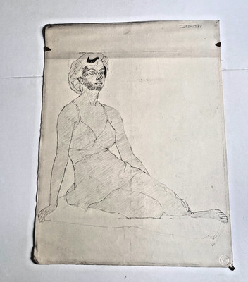 Art Sketches Charcoal Pencil Female 1948 Expressionism Study, MID CENTURY