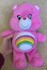 Care Bears Pink Rainbow Bear Plush 2016 Cheer Bear 14" Bright Stuffed Animal