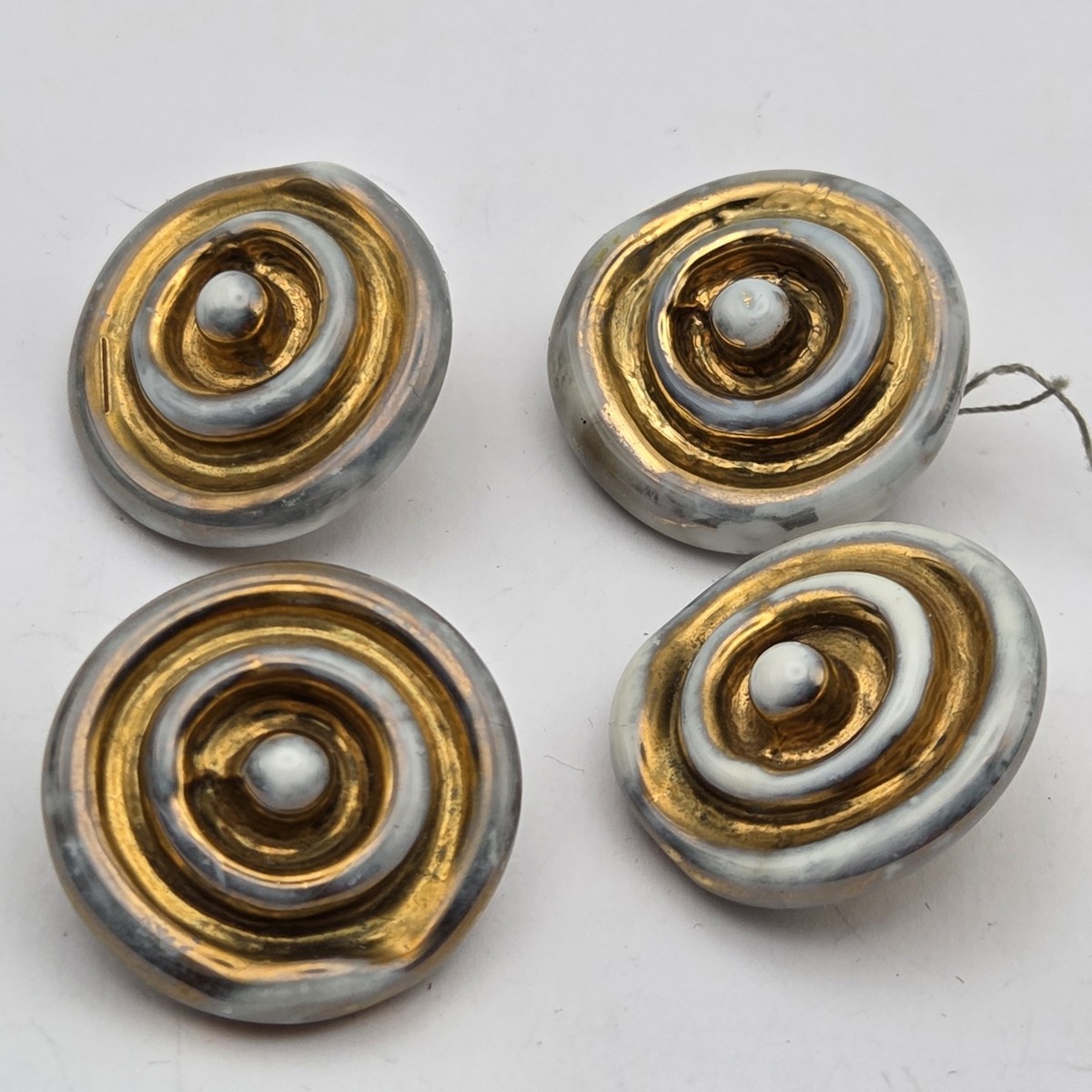 Signed Bimini Glass Buttons Set X4 Circa 1940s Lucie Rie Era