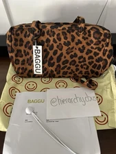 BAGGU BOWLER BAG Leopard Print Small  Nylon Shoulder Bag Handbag NWT *SHIPS NOW