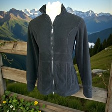 Eddie Bauer Jacket Black Sherpa Fleece Full Zip Utility Size S