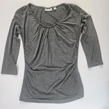 New York And Company Top Womens Small Grey Ruched Front Office Career Wear