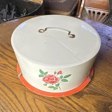 Metal Floral Cake Carrier with Handle and Lid...