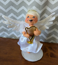 2019 Annalee Christmas Angel Doll with Gold Harp White Halo 7.5"