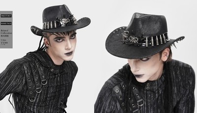 Devil Fashion Unisex Black Gothic Skull Punk Bullet Studded Cowboy