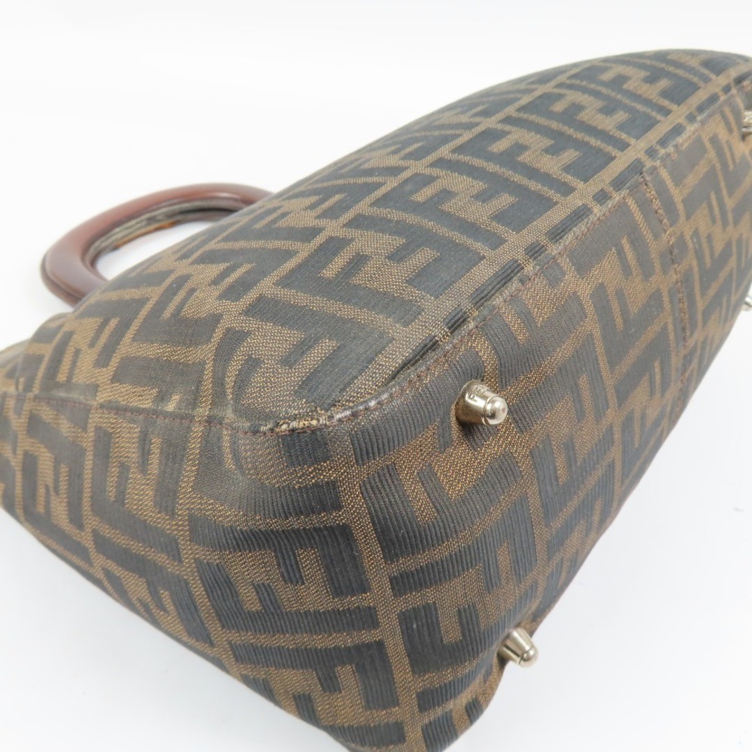 Fendi Zucca-patterned vintage handbag in brown nylon canvas for women Auth thumbnail 6