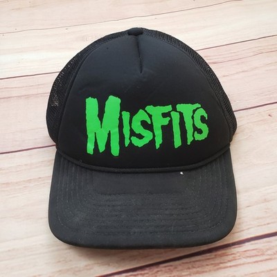 Misfits Trucker Hat Mens Black Green Logo Snapback Punk Rock Band