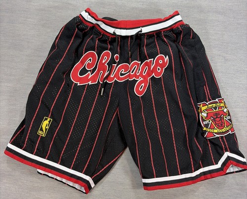 Just Don Small Chicago Bulls 1996-97 Black Red Pinestripe Basketball Shorts