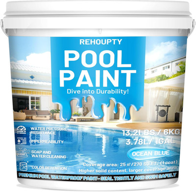 Pool Paint Ocean Blue 1 Gal Water-Based Acrylic Resin Durable Waterproof Coating
