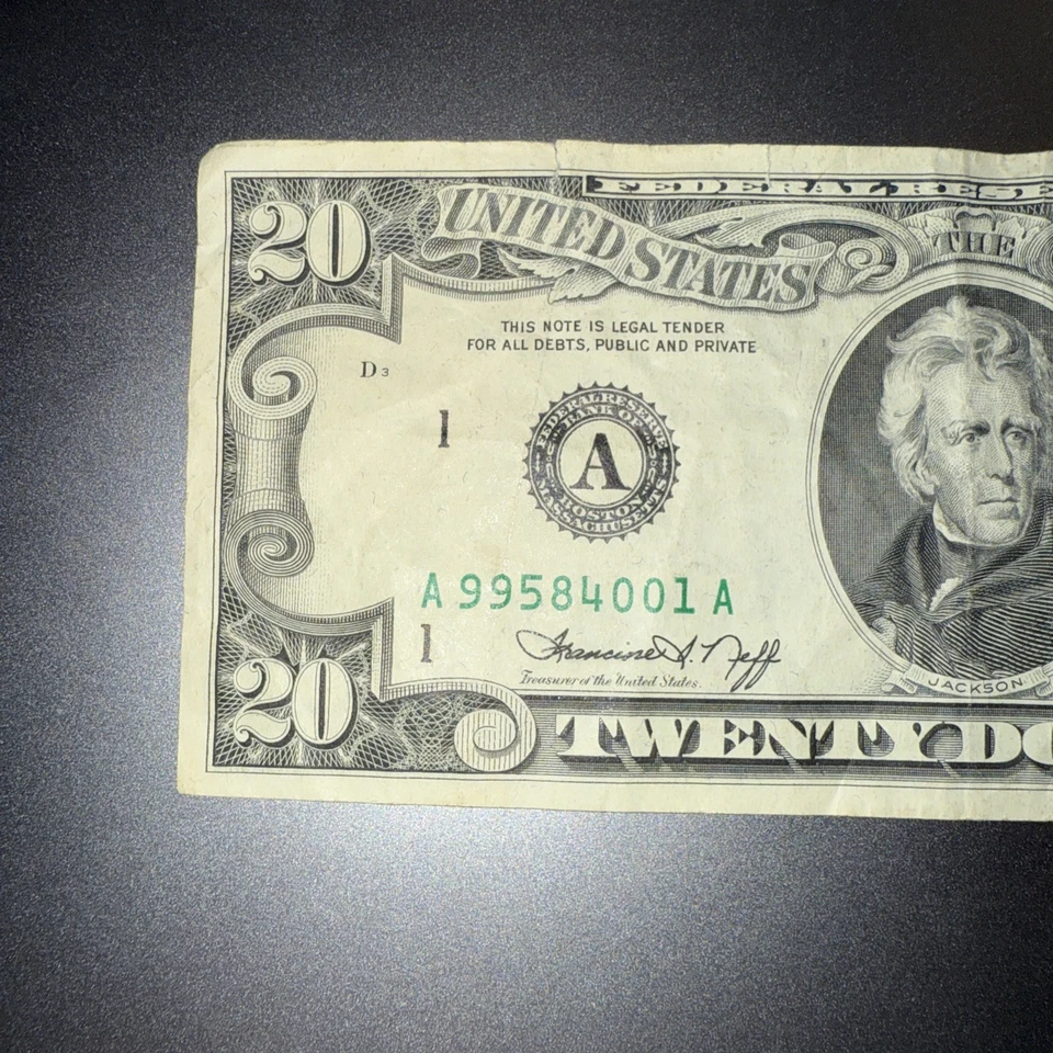 1974 20 dollar bill series A  A99584001A  - Image 2 of 4