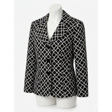 Kasper Black and White Circular Pattern Blazer, Size 12