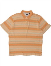 IZOD Mens Polo Shirt XL Orange Striped Cotton DK33