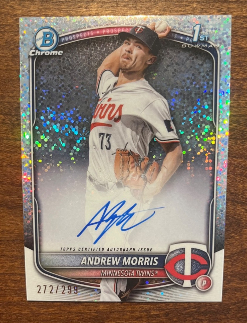 Andrew Morris 2025 1st Bowman Chrome Prospect Speckle Refractor Auto /299