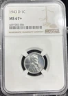 1943 D NGC MS67+ Lincoln Wheat Steel Cent 🔥 See Pics! POP 255 🔥