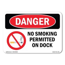 No Smoking Permitted On Dock ANSI Danger Sign Metal Plastic Decal