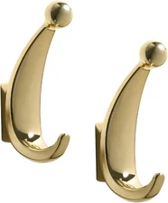 2 Pack Bathroom Towel Hooks, Screw in Metal Robe & Coat Hooks for Wall(Gold)