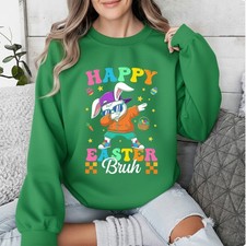 Happy Easter Bruh Womens Sweatshirt Easter Day Bunny Dabbing Rabbit Eggs Gift