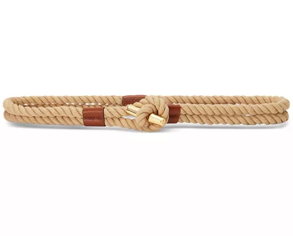 Lauren Ralph Lauren Feminino Couro Acabamento Corda Alternar Cinto Skinny Natural Lauren  - Imagem 2 de 3