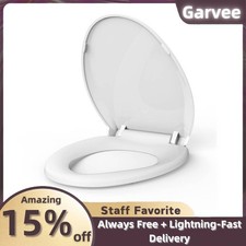 Elongated Toilet Seat 19" No Toddler Seat Soft-Close Thick PP Easy Clean Quick