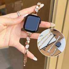 For Apple Watch Series 11 10 9 8 7 6 5 4 Ultra SE Metal Diamond Adjustable Strap