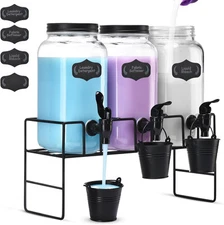 Liquid Laundry Detergent Dispenser, Three 2.2L Black 