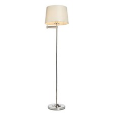 Litecraft Saffron Swing Arm Floor Lamp With Ivory Fabric Shade - Polished Nickel