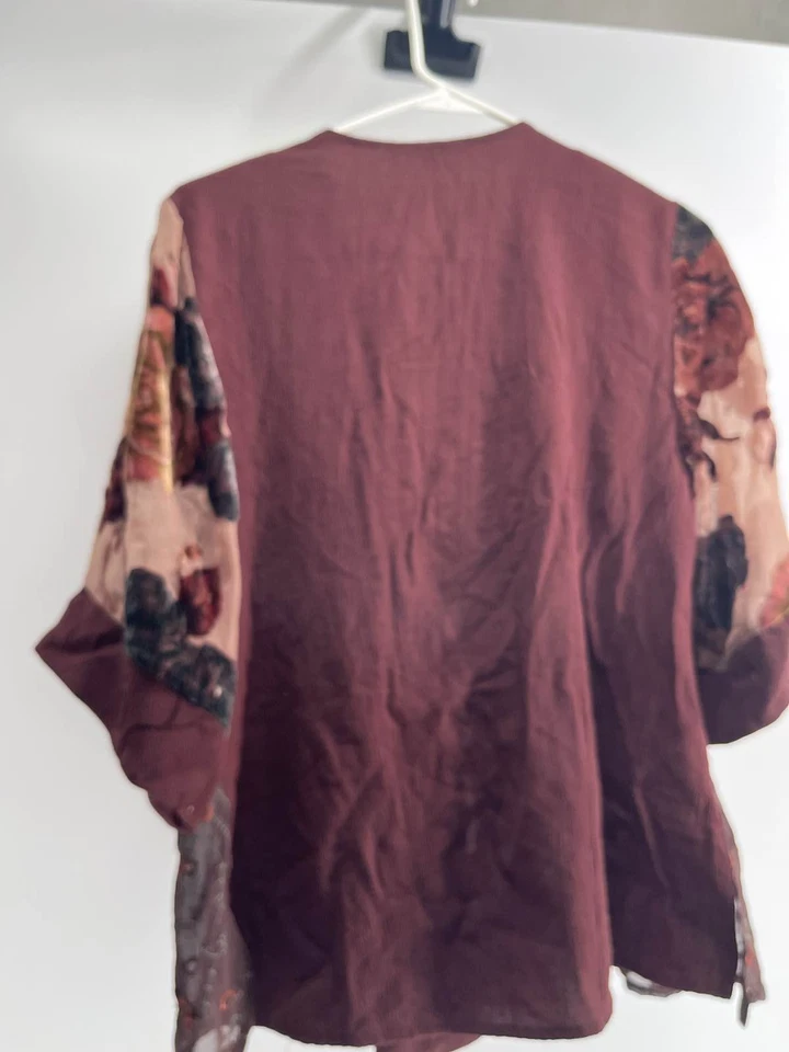 Blusa Kimono Spencer Alexis M Burnout Veludo Floral Boho - Imagem 4 de 4
