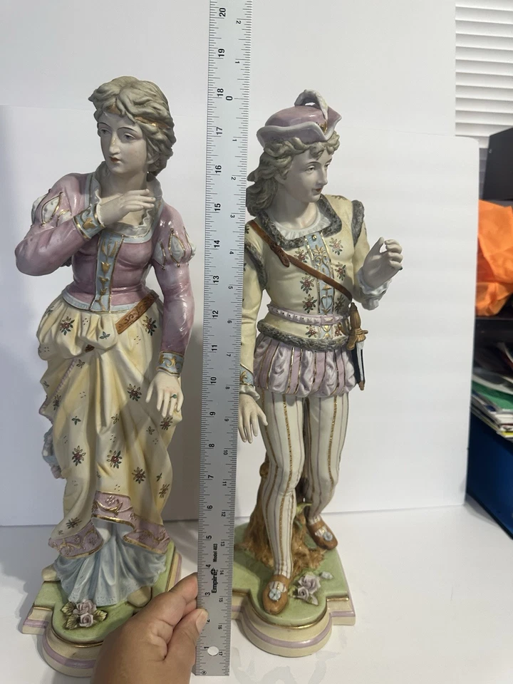 Par de figuras alemanas de cerámica de principios del siglo XX Foto 3 de 4