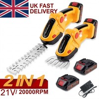 Cordless Electric Hedge Trimmer Garden Branch Cutter with 2 Batteries &Charger
