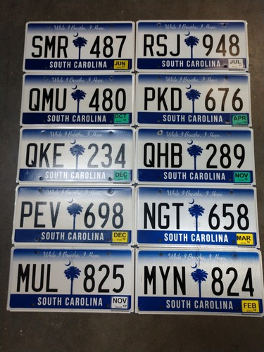 Lot of 10 South Carolina License Plates Palmetto Tree SC While I Breathe I Hope