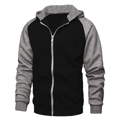 Herren Reißverschluss Hoodie Herbst Winter Sweatshirt Colorblock warme Jacke schwer - Bild 2 von 39