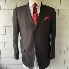 50s Vintage Groshire Hand Shaped Black and Brown Weave Men's Suit Jacket Size 42