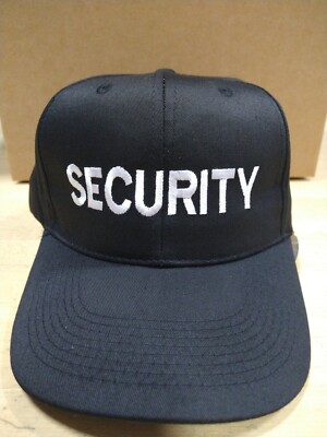 Security Snapback Hat   Black, Embroidered with White Lettering