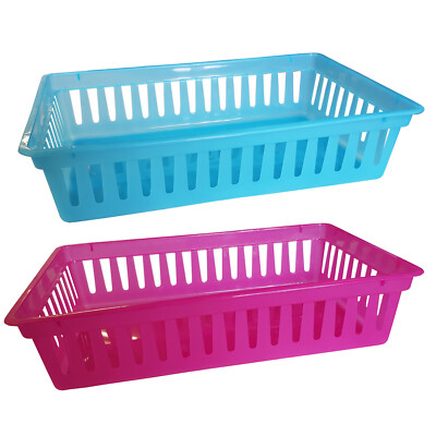 2 x KUNSTSTOFF AUFBEWAHRUNGSKÖRBE ORGANISER Büro Küche Obst Papier Dokumente 