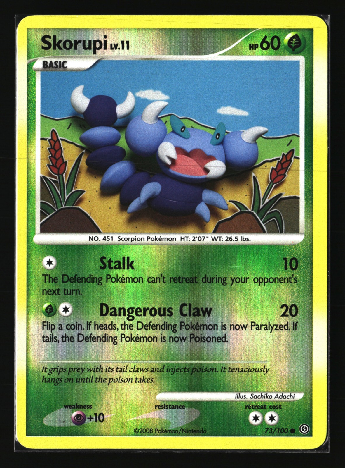 Pokemon SKORUPI 73/100 Reverse Holo (2008 Stormfront) LP/Light Play