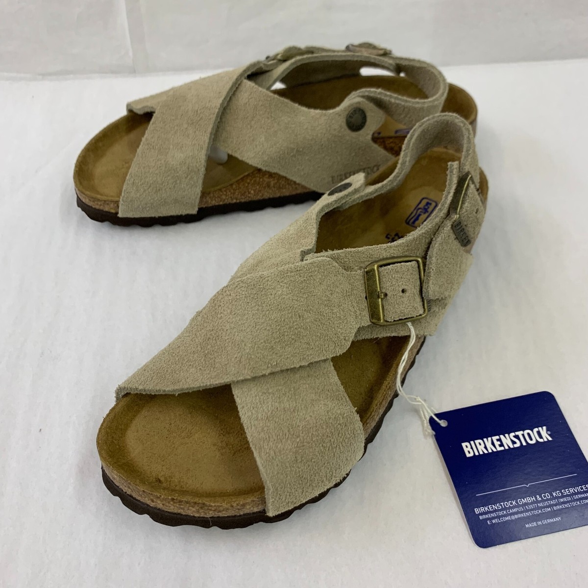 Birkenstock New w/o Box Tulum Taupe Suede Soft Footbed
