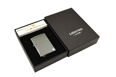 Dual Arc Electric USB Lighter Rechargeable Plasma Windproof Flameless silver