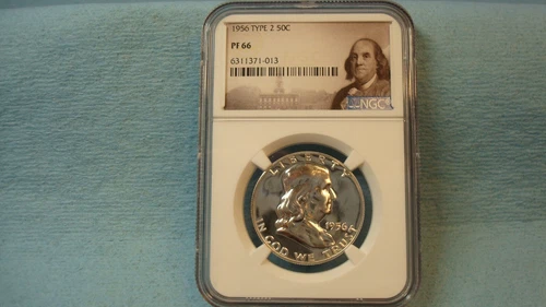 1956 TYPE 2 PF 66 FRANKLIN HALF DOLLAR 50 CENT BLAZING WHITE