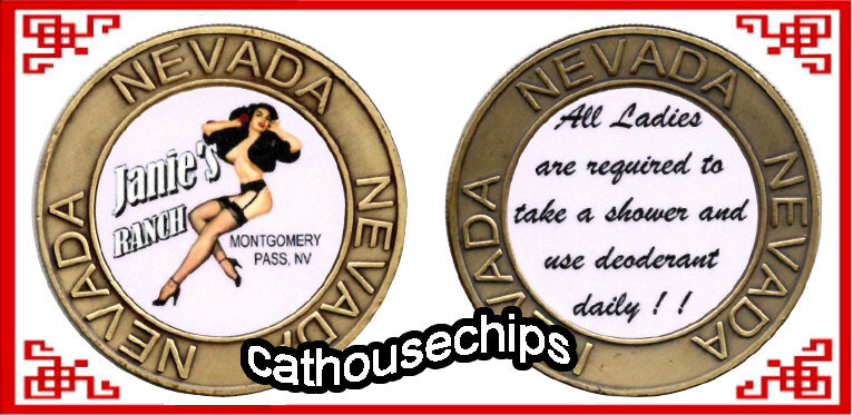 Janie's Ranch Montgomery Pass NV  Brothel  Cat House Whore House Brass Coin