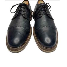 Johnston Murphy Black Leather Brogue Mens Oxford Derby Shoes Size 9M