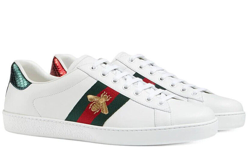 Gucci Shoes Women's Ace Golden Bees Supreme Leather Sneakers White Size 7 us