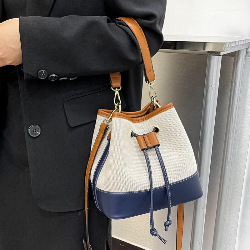 PU Leather Bucket Turn-Clasp Fastening Shoulder Bag