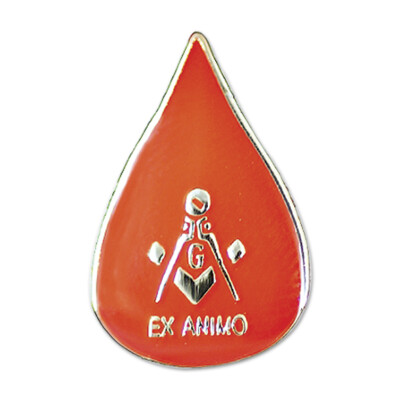 Ex Animo Masonic Lapel Pin - [Red & Gold][3/4'' Tall]