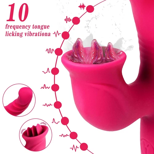 G-Spot-Vibrator-Dildo-Clit-Licking-Suck Tongue Oral-Massager Sex Toys for-Women - Bild 11 von 18